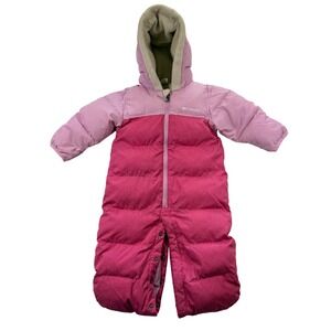Columbia Snuggly Bunny Bunting Pink Insulated Snowsuit Hooded 12-18 Months